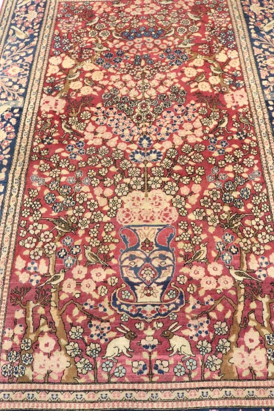 Antiker Kerman Perserteppich aus Iran, 212 × 135 cm