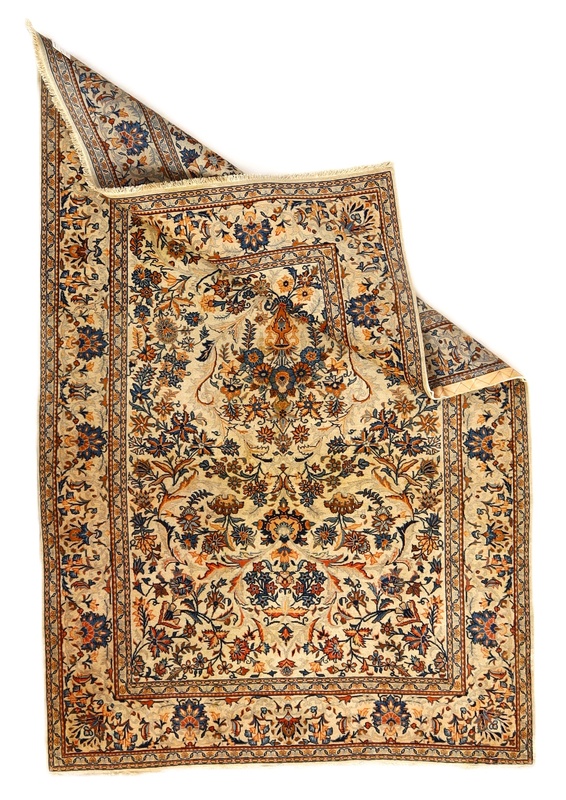 Kashan Perserteppich antik, 207 × 132 cm, Wolle & Seide