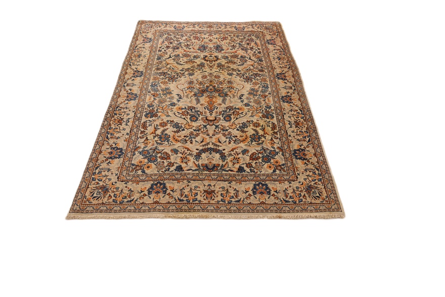 Kashan Perserteppich antik, 207 × 132 cm, Wolle & Seide