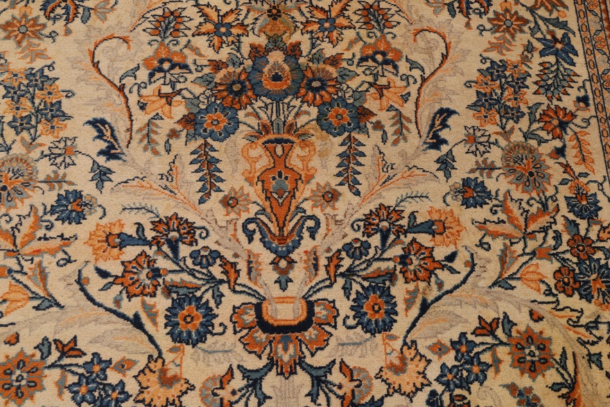 Kashan Perserteppich antik, 207 × 132 cm, Wolle & Seide