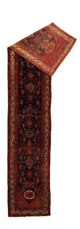 Antiker Malayer Perserteppich, 490 × 95 cm, Wolle & Seide