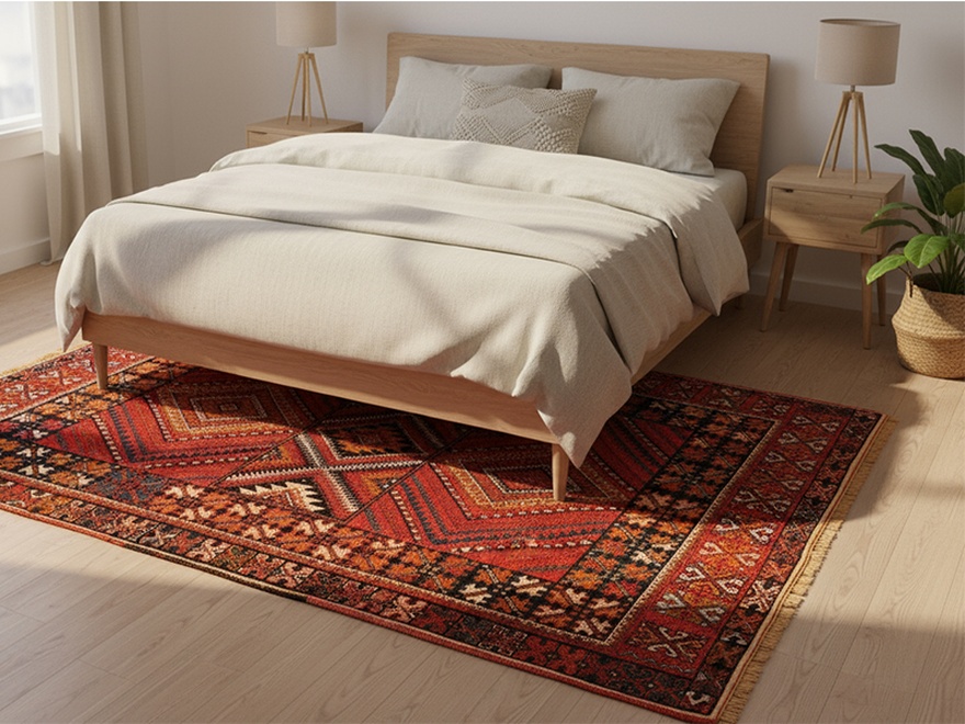 Antiker Orientteppich, 216 × 149 cm, Wolle & Seide