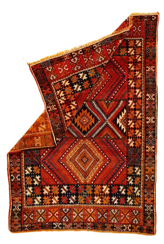 Antiker Orientteppich, 216 × 149 cm, Wolle & Seide