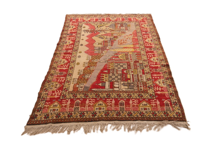 Orientteppich antik, 200 × 140 cm, Wolle & Seide
