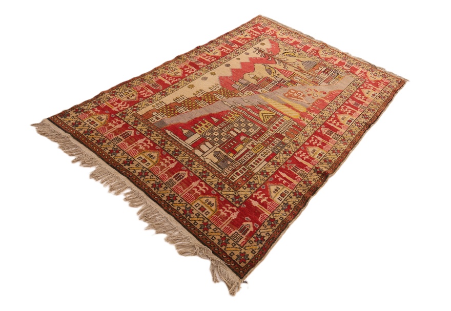 Orientteppich antik, 200 × 140 cm, Wolle & Seide