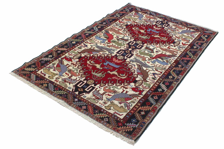 Kelim Perserteppich antik, 200 × 125 cm, Wolle & Seide