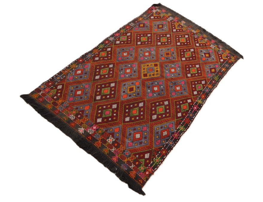 Kelim Perserteppich antik, 138 × 90 cm, Wolle & Seide