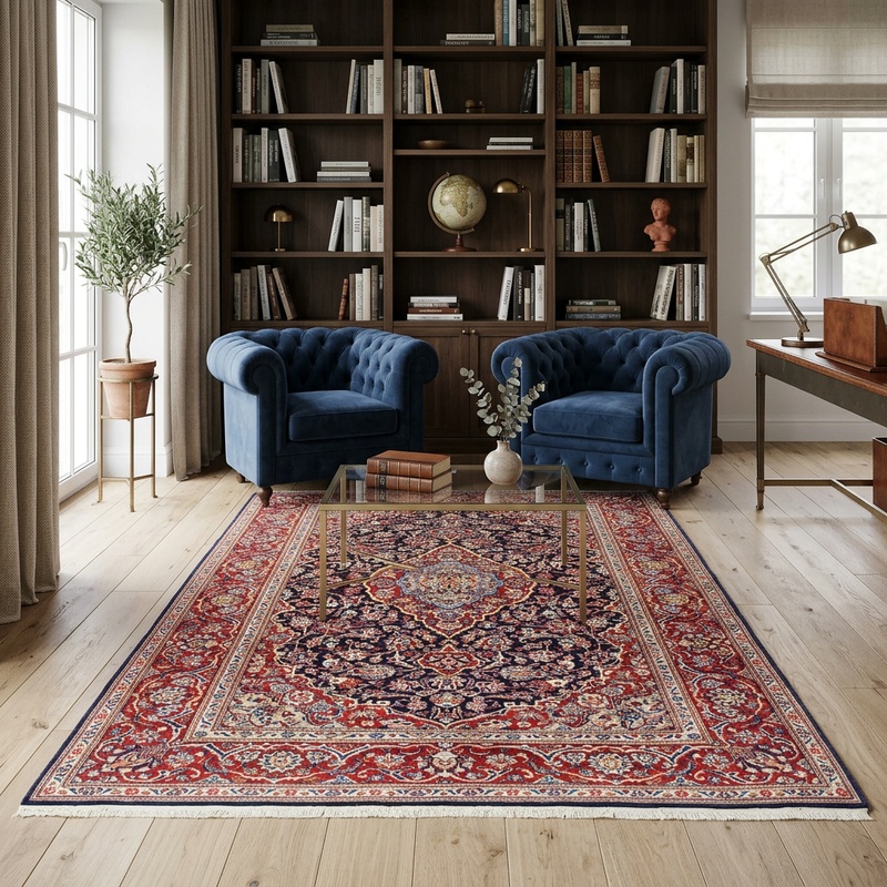 Antiker Kashan Perserteppich, 218 × 140 cm, Wolle
