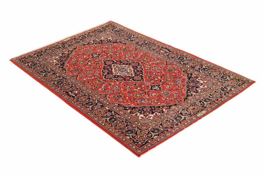 Antiker Kashan Perserteppich aus Iran, 218 × 145 cm