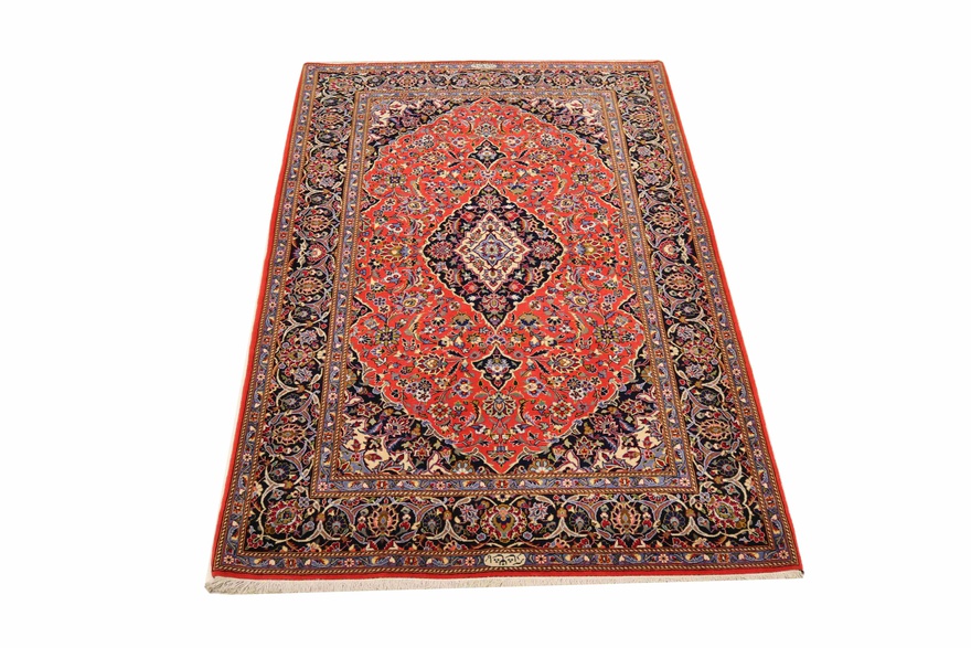 Antiker Kashan Perserteppich aus Iran, 218 × 145 cm