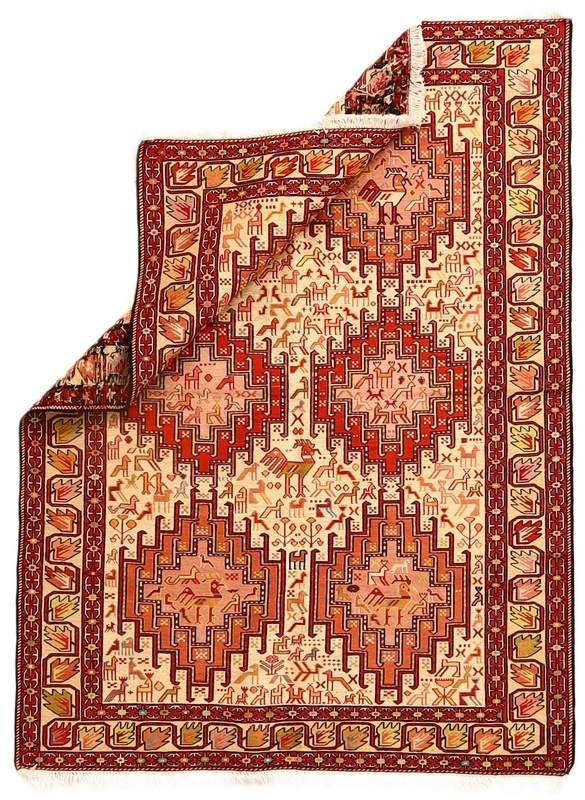 Kelim Perserteppich antik, 144 × 105 cm, Wolle