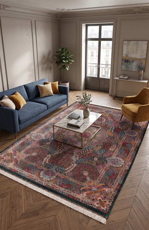Ghom Perserteppich aus Iran, 205 × 138 cm