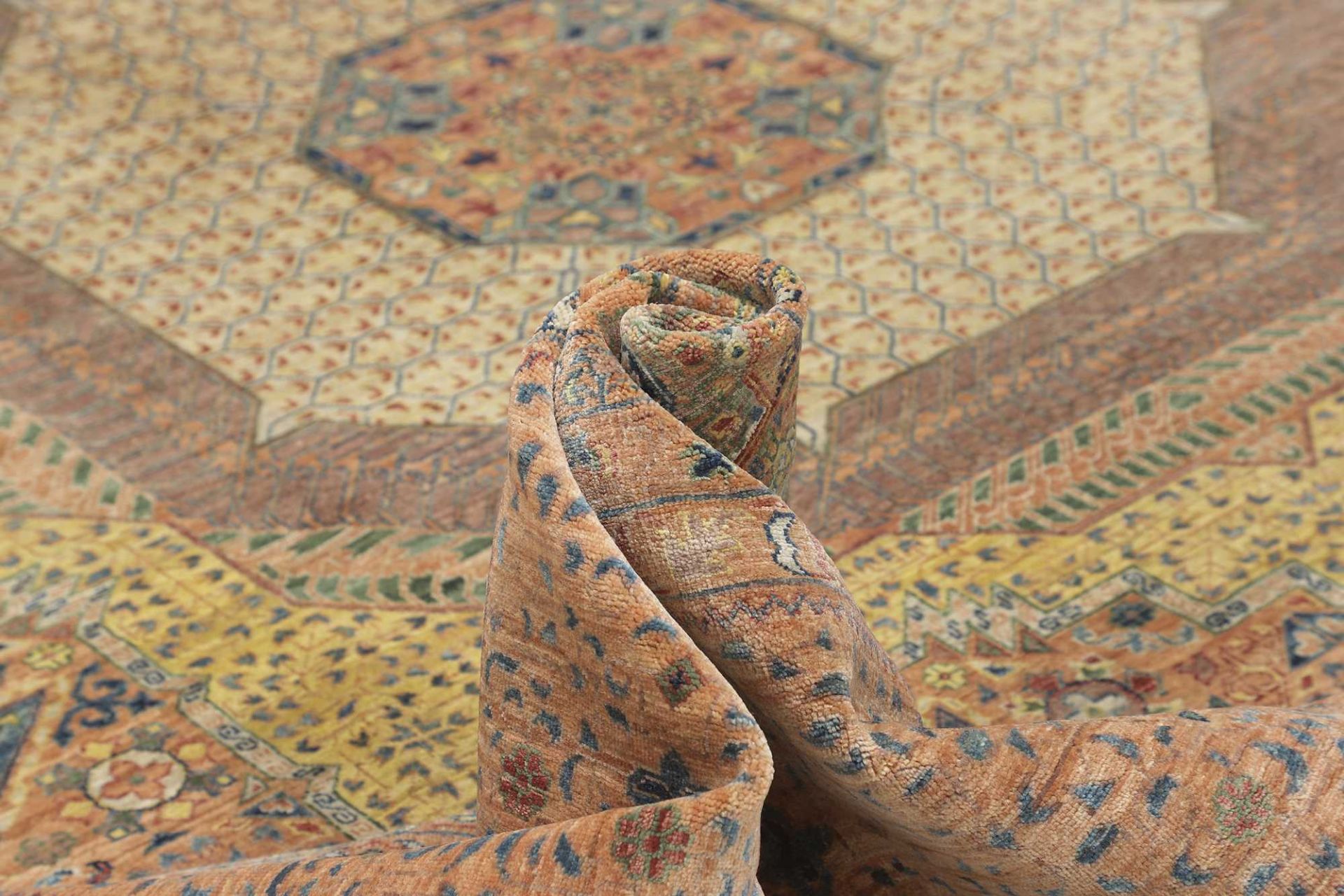 Mamluk Orientteppich 373 × 462 cm aus Wolle, handgeknüpft
