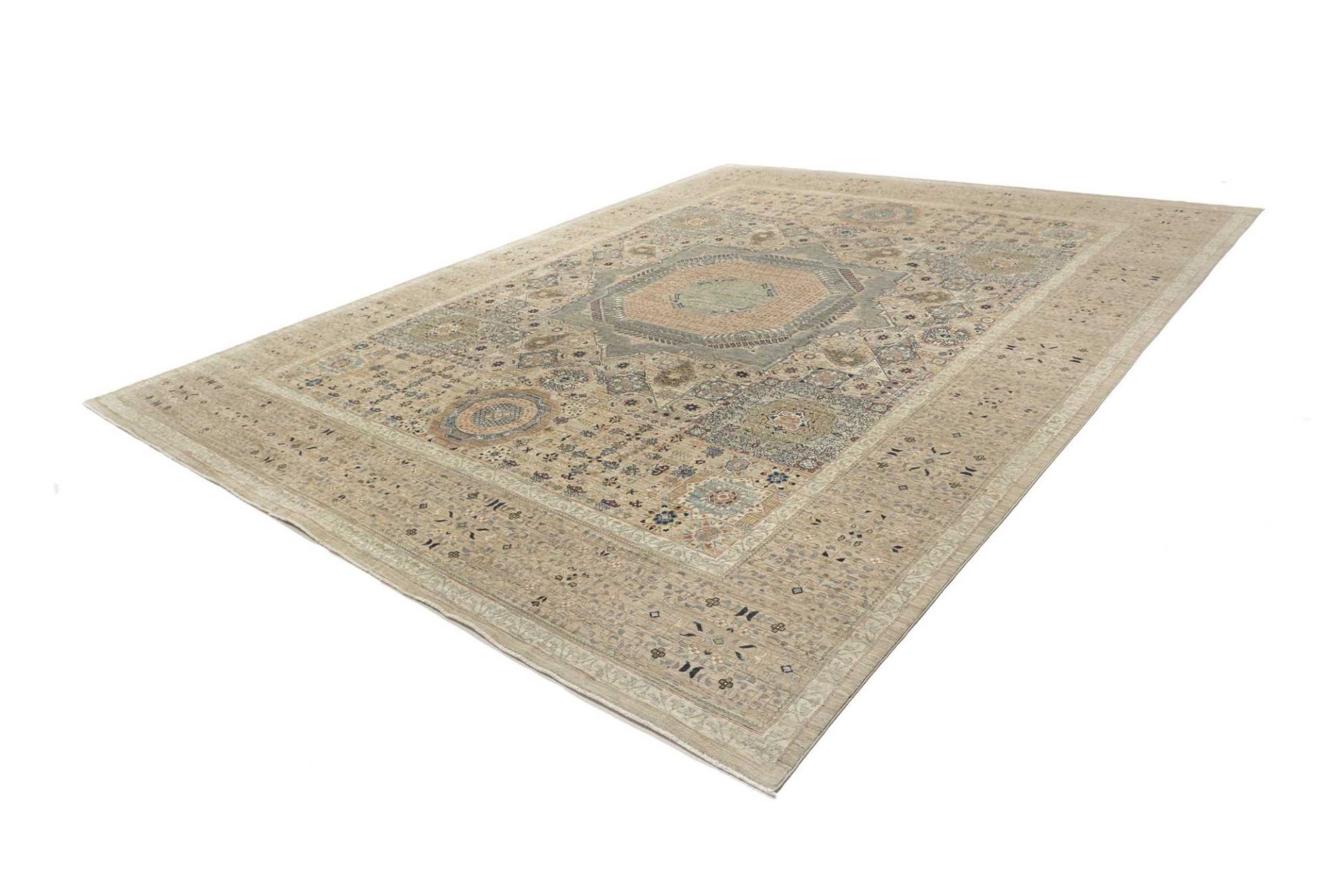 Handgeknüpfter Mamluk Orientteppich, 366 × 453 cm, Wolle