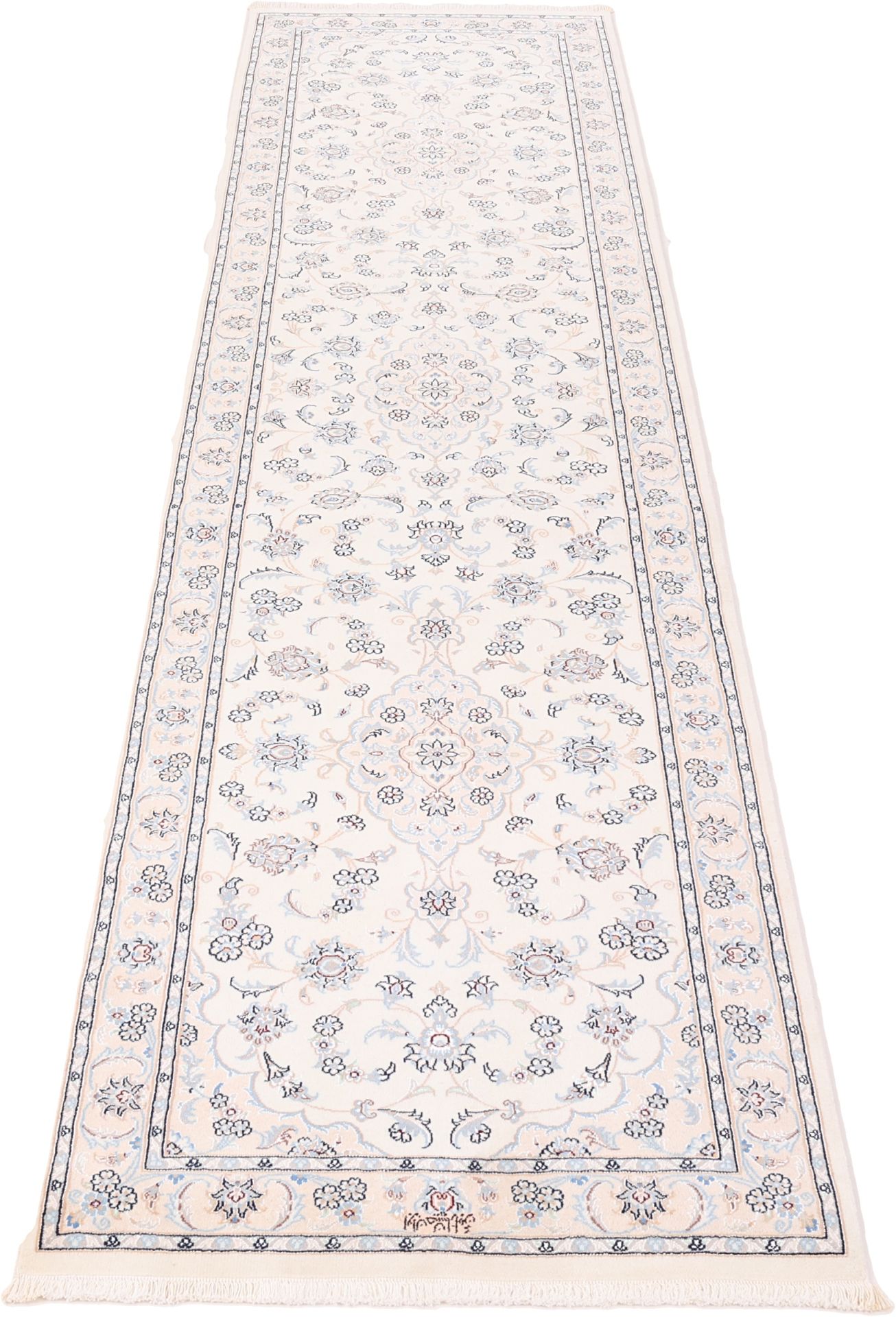 perserteppich-nain-87-x-350-cm-schurwolle-und-seide-handgeknupft-2 Nain Perserteppich 87 × 350 cm aus Wolle & Seide, handgeknüpft