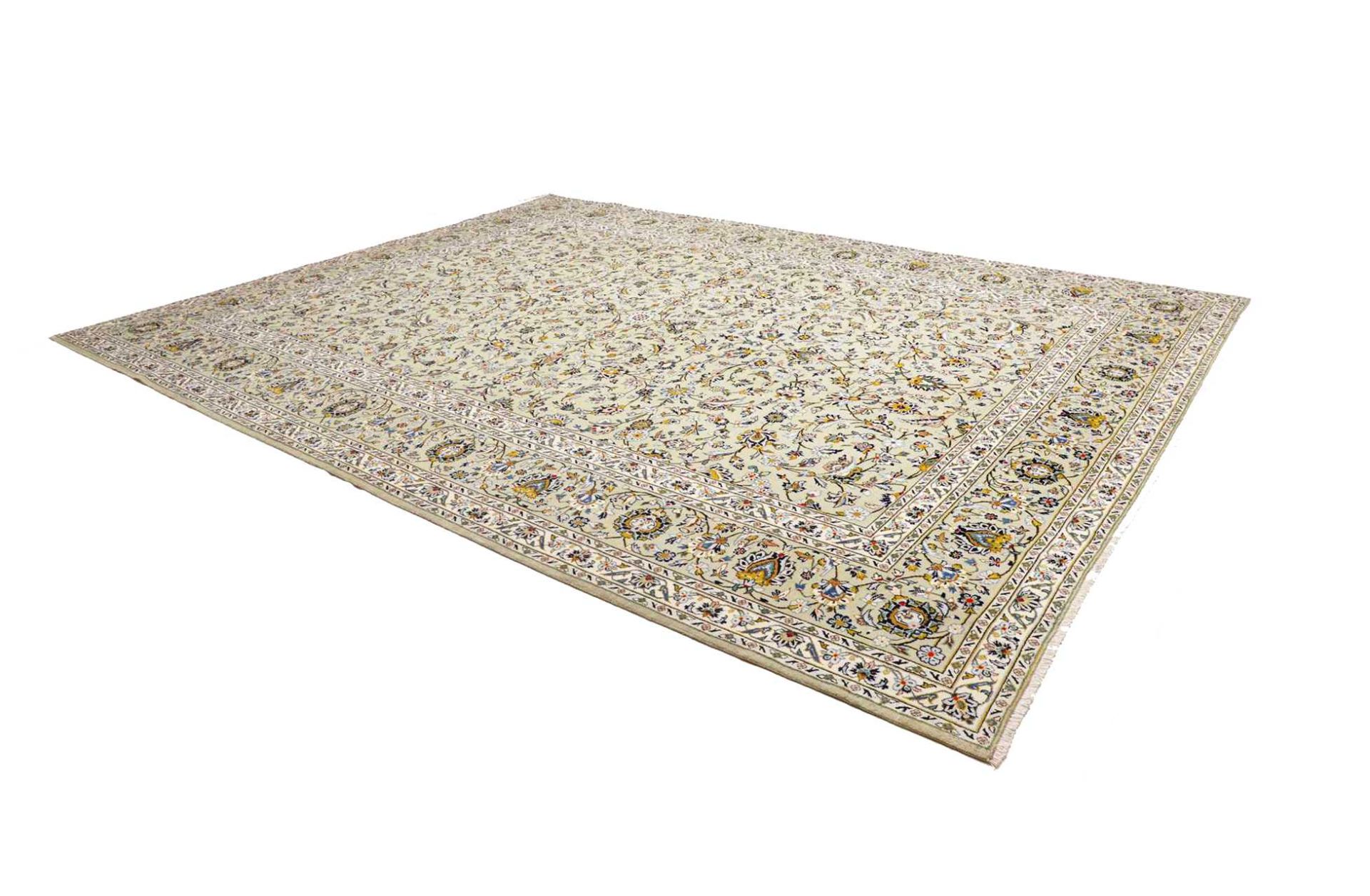 Handgeknüpfter Kashan Perserteppich, 311 × 411 cm, Wolle