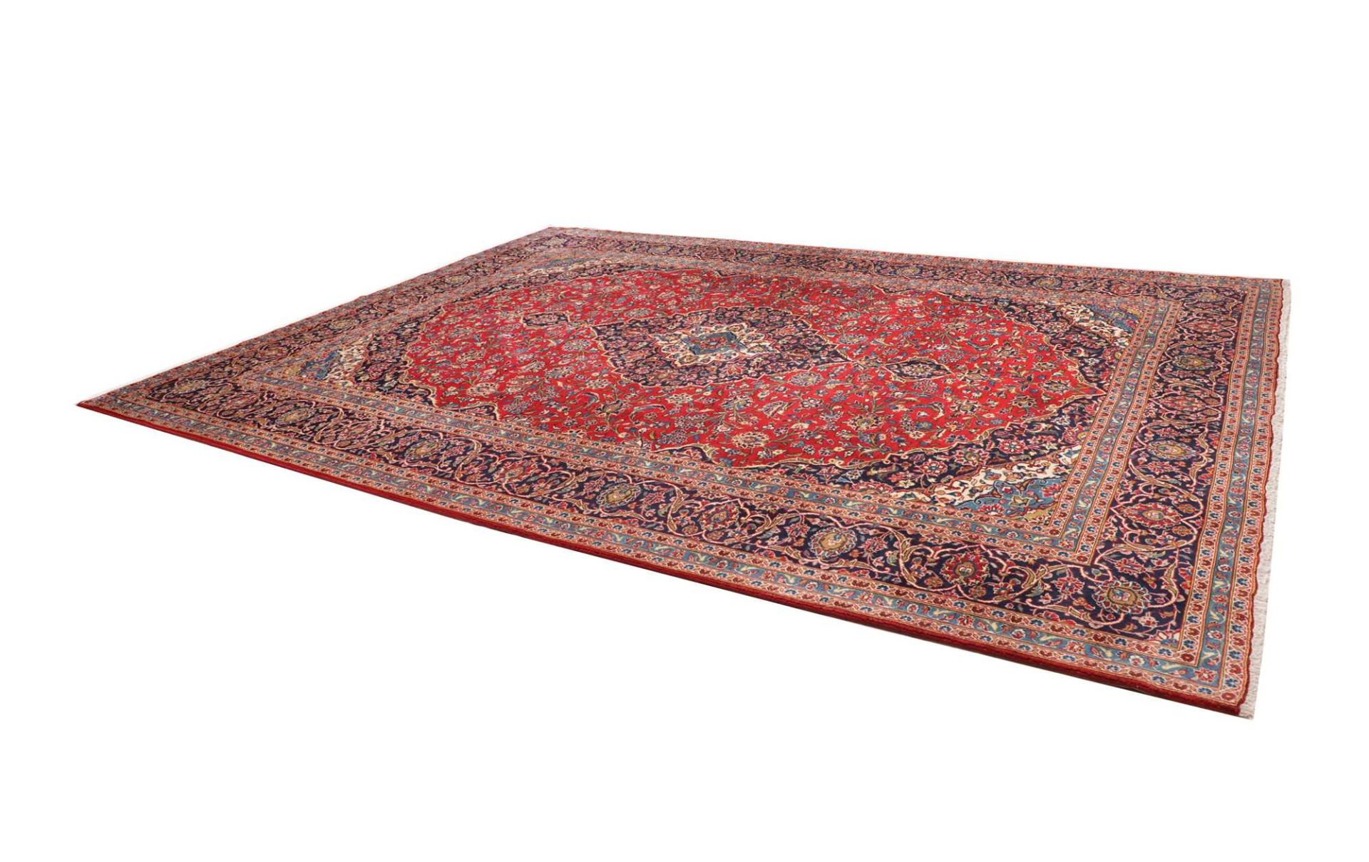 Handgeknüpfter Kashan Perserteppich, 301 × 404 cm, Wolle