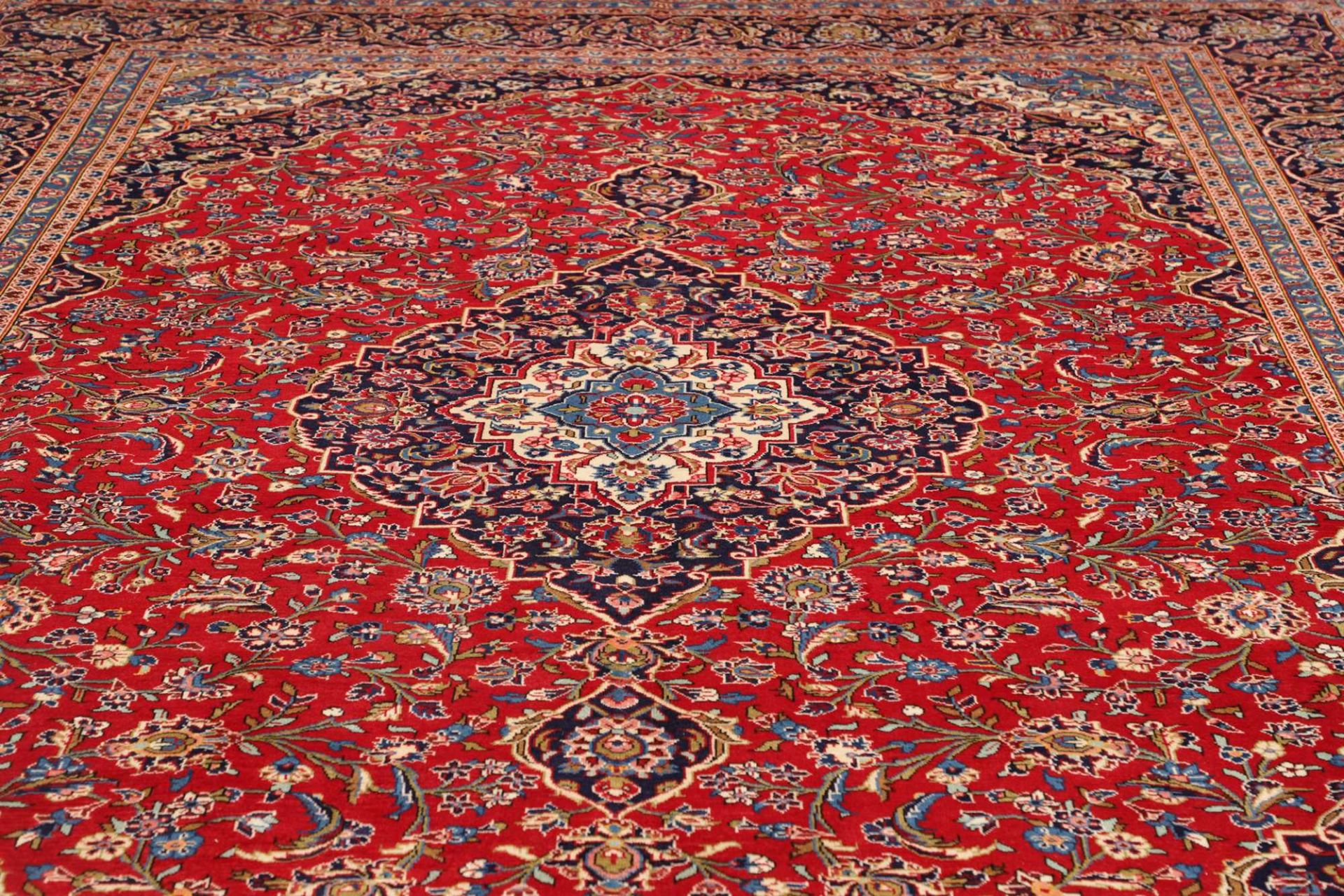 Handgeknüpfter Kashan Perserteppich, 301 × 404 cm, Wolle