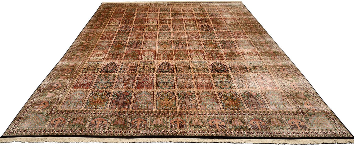 Handgeknüpfter Kashmir Orientteppich, 355 × 545 cm, Seide