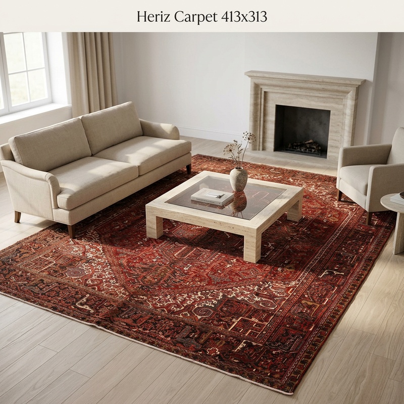 Handgeknüpfter Heriz Perserteppich 413 × 313 cm