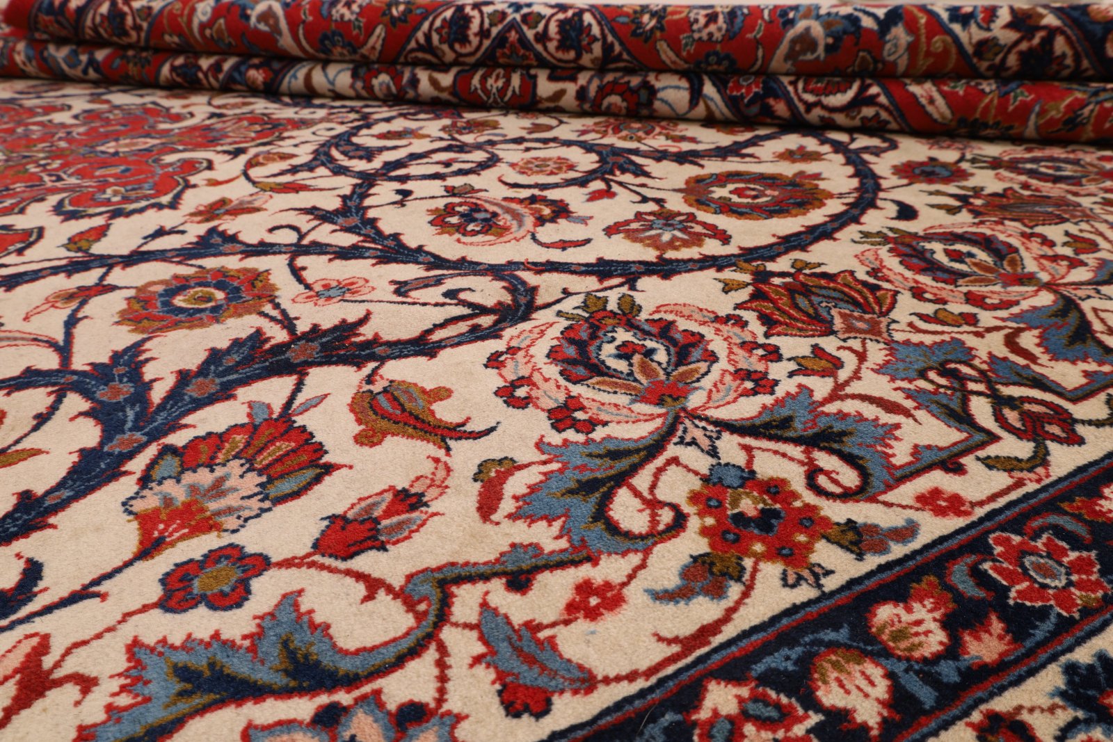 Isfahan Perserteppich antik, 454 × 296 cm, Wolle