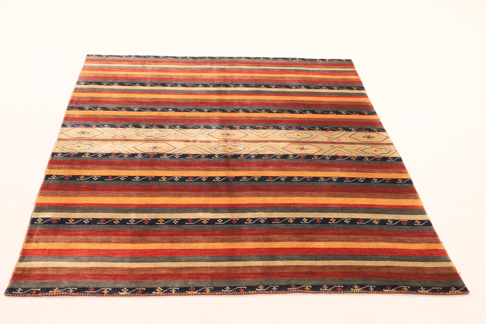 orientteppich-217-x-156-cm-wolle-handgeknuepft-rot-orange-5 Handgeknüpfter Loribaft Orientteppich 217 × 156 cm