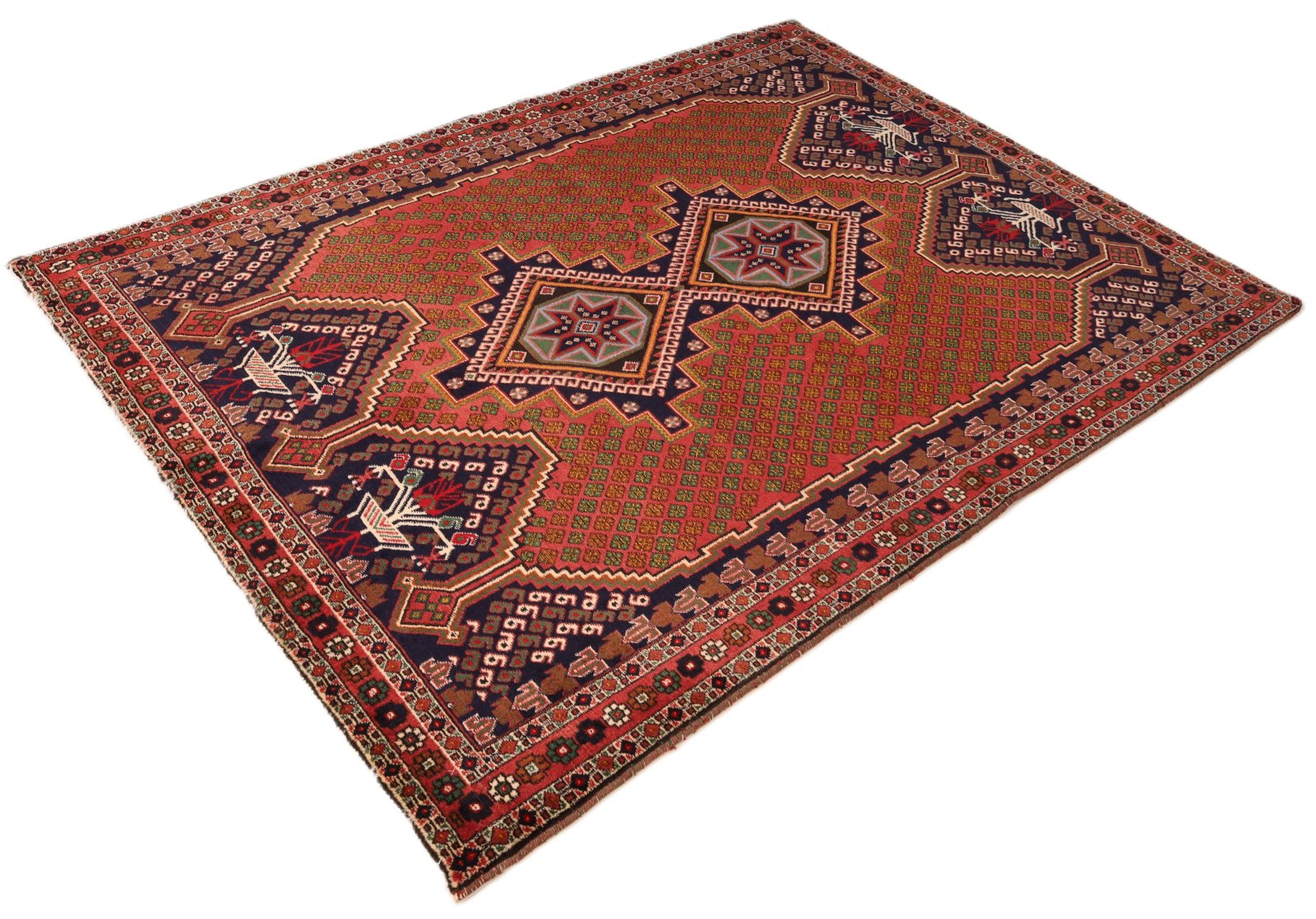 Handgeknüpfter Afshar Perserteppich, 202 × 147 cm, Wolle