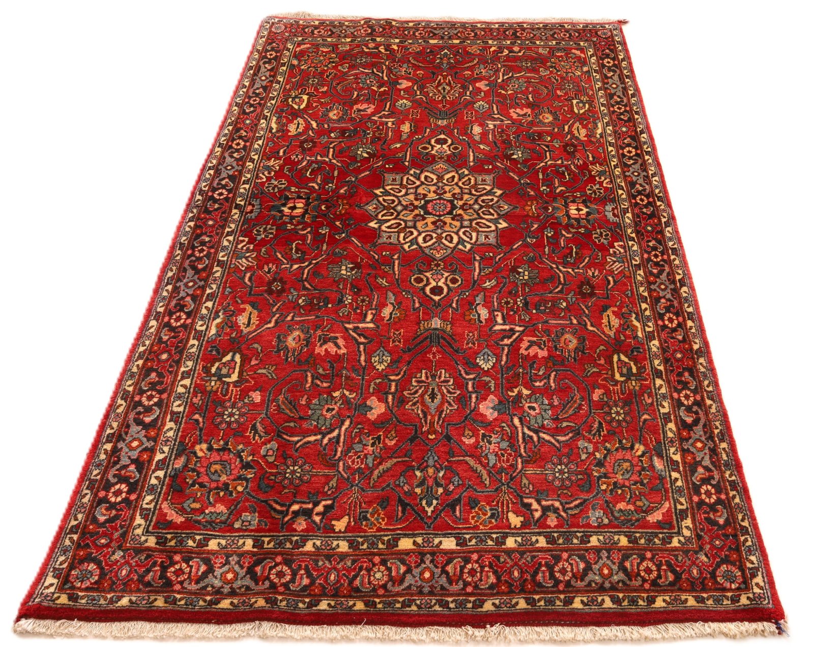 perserteppich-210-x-111-cm-wolle-handgeknuepft-rot-orange-5 Handgeknüpfter Bijar Perserteppich 210 × 111 cm
