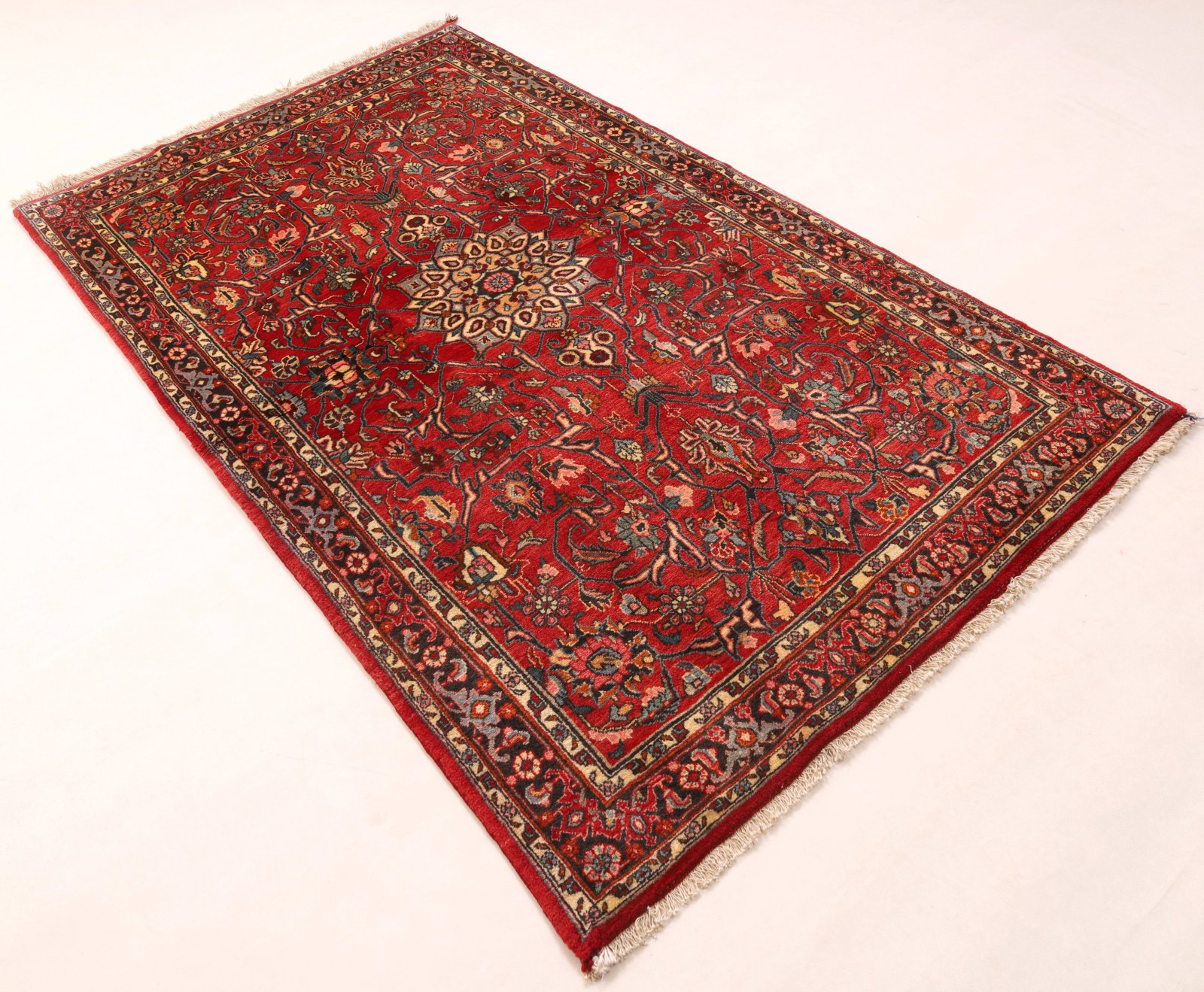 perserteppich-210-x-111-cm-wolle-handgeknuepft-rot-orange-7 Handgeknüpfter Bijar Perserteppich 210 × 111 cm