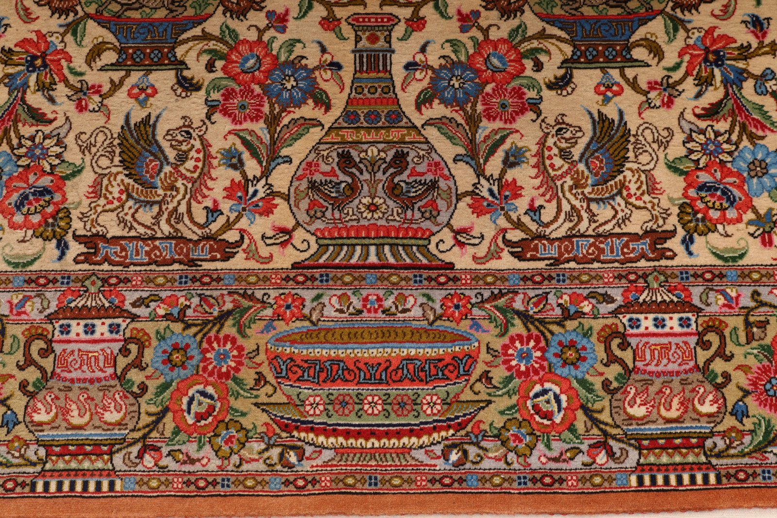 Ghom Perserteppich 158 × 100 cm aus Seide, handgeknüpft