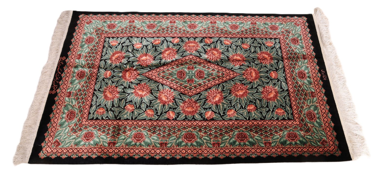 Handgeknüpfter Ghom Perserteppich, 125 × 78 cm, Seide