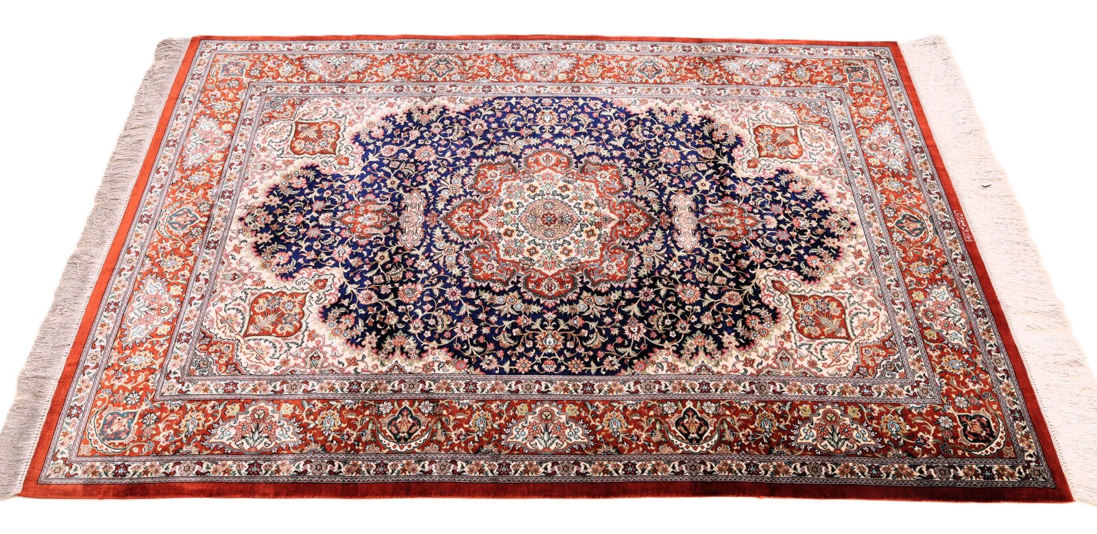 Handgeknüpfter Ghom Perserteppich, 154 × 102 cm, Seide
