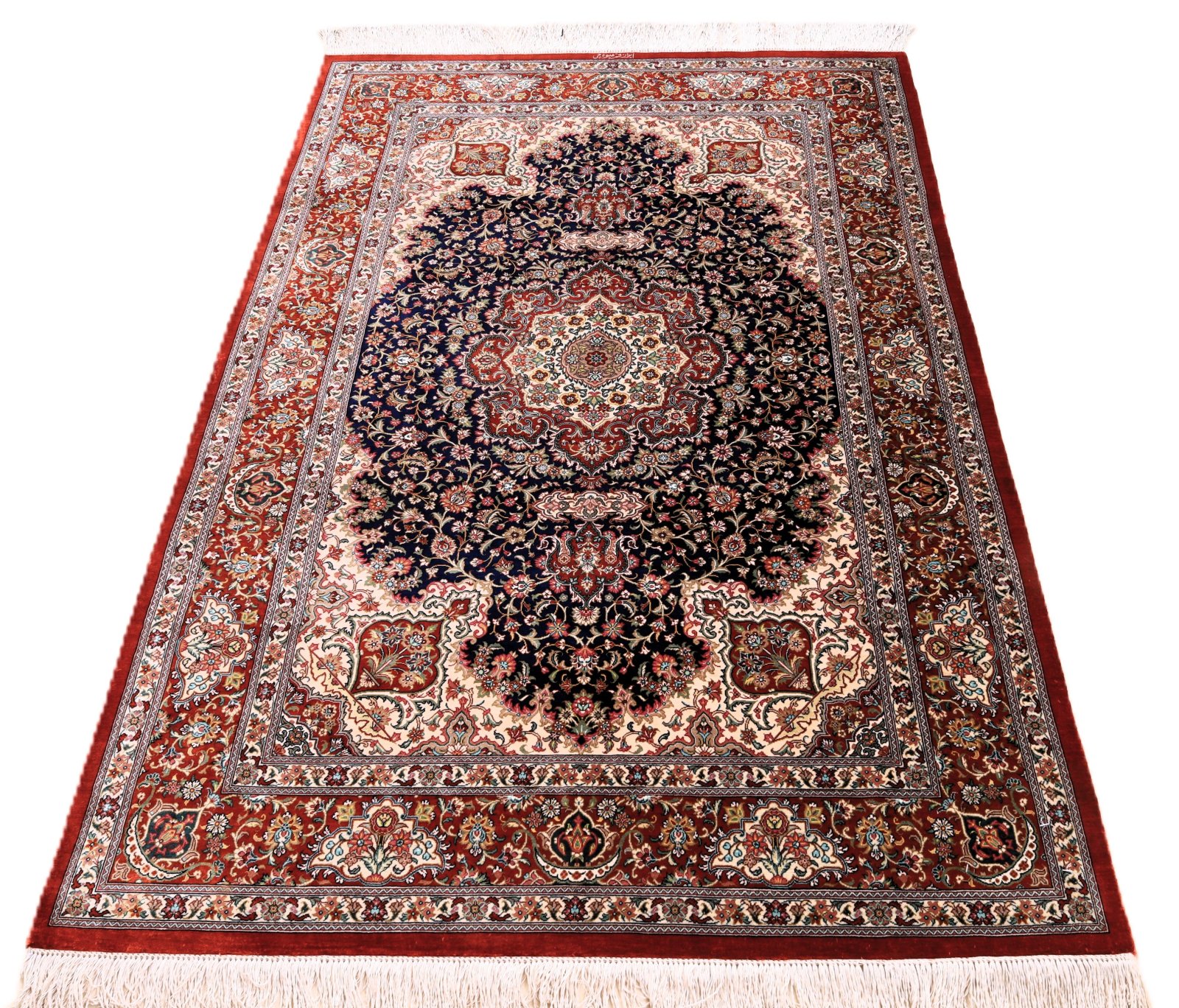 Handgeknüpfter Ghom Perserteppich, 154 × 102 cm, Seide