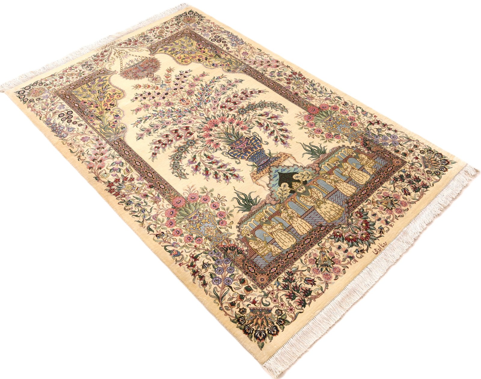 Ghom Perserteppich aus Iran, 157 × 101 cm