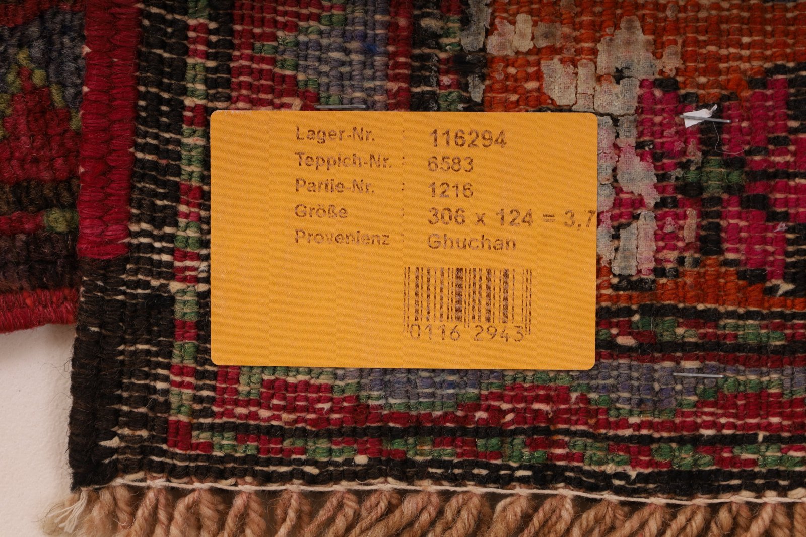 Handgeknüpfter Perserteppich, 306 × 124 cm, Wolle