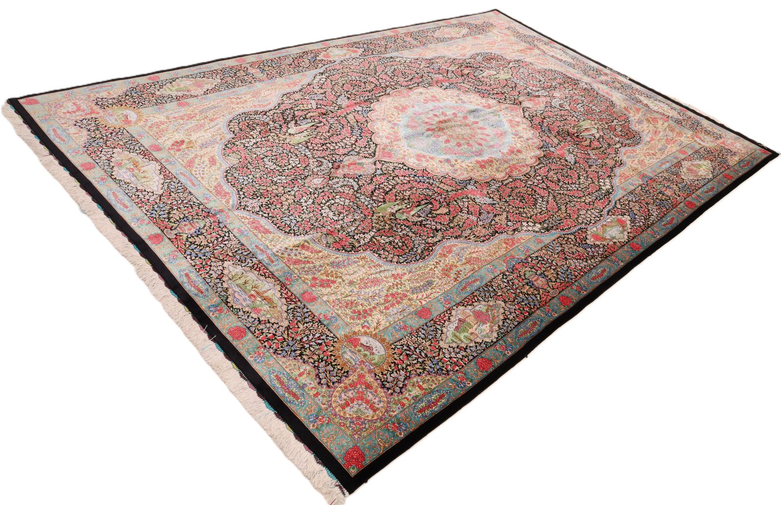 perserteppich-naderi-300-x-200-cm-seide-handgeknuepft-rot-orange-7 Handgeknüpfter Ghom Perserteppich 300 × 200 cm