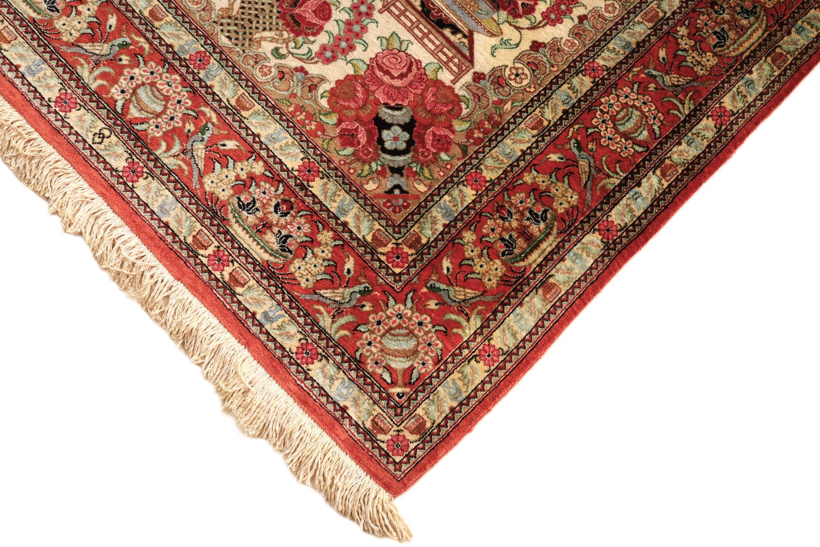 Handgeknüpfter Ghom Perserteppich, 123 × 78 cm, Seide