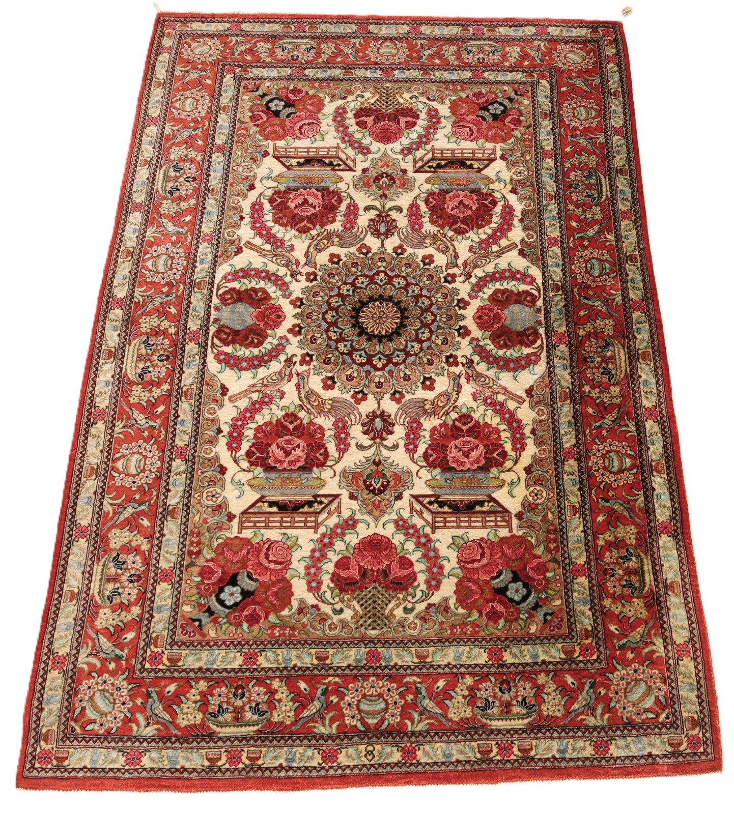 Handgeknüpfter Ghom Perserteppich, 123 × 78 cm, Seide