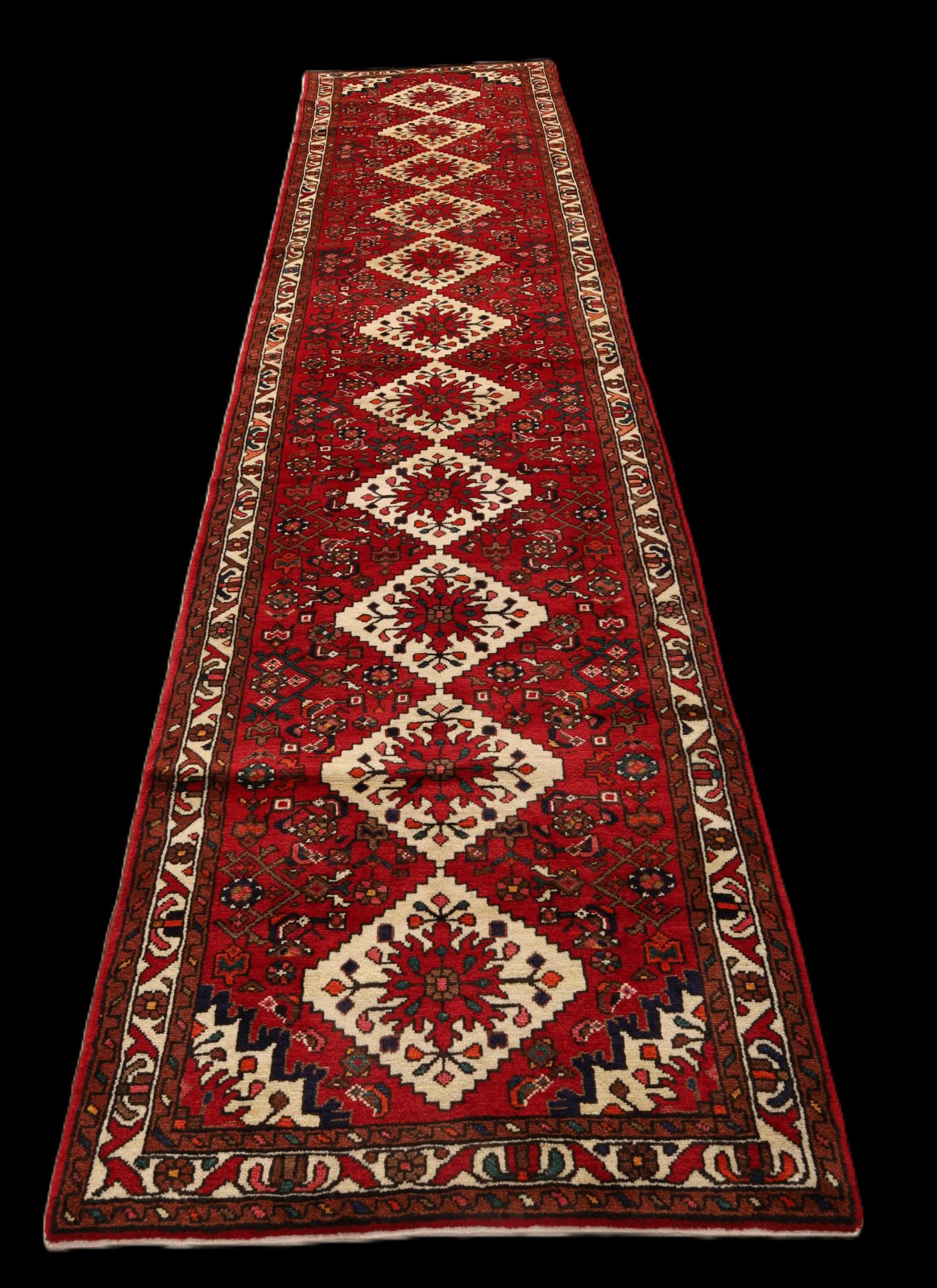 Hamadan Perserteppich 390 × 97 cm aus Wolle, handgeknüpft