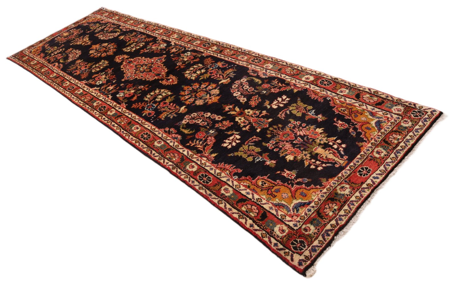 Handgeknüpfter Hamadan Perserteppich, 335 × 100 cm, Wolle