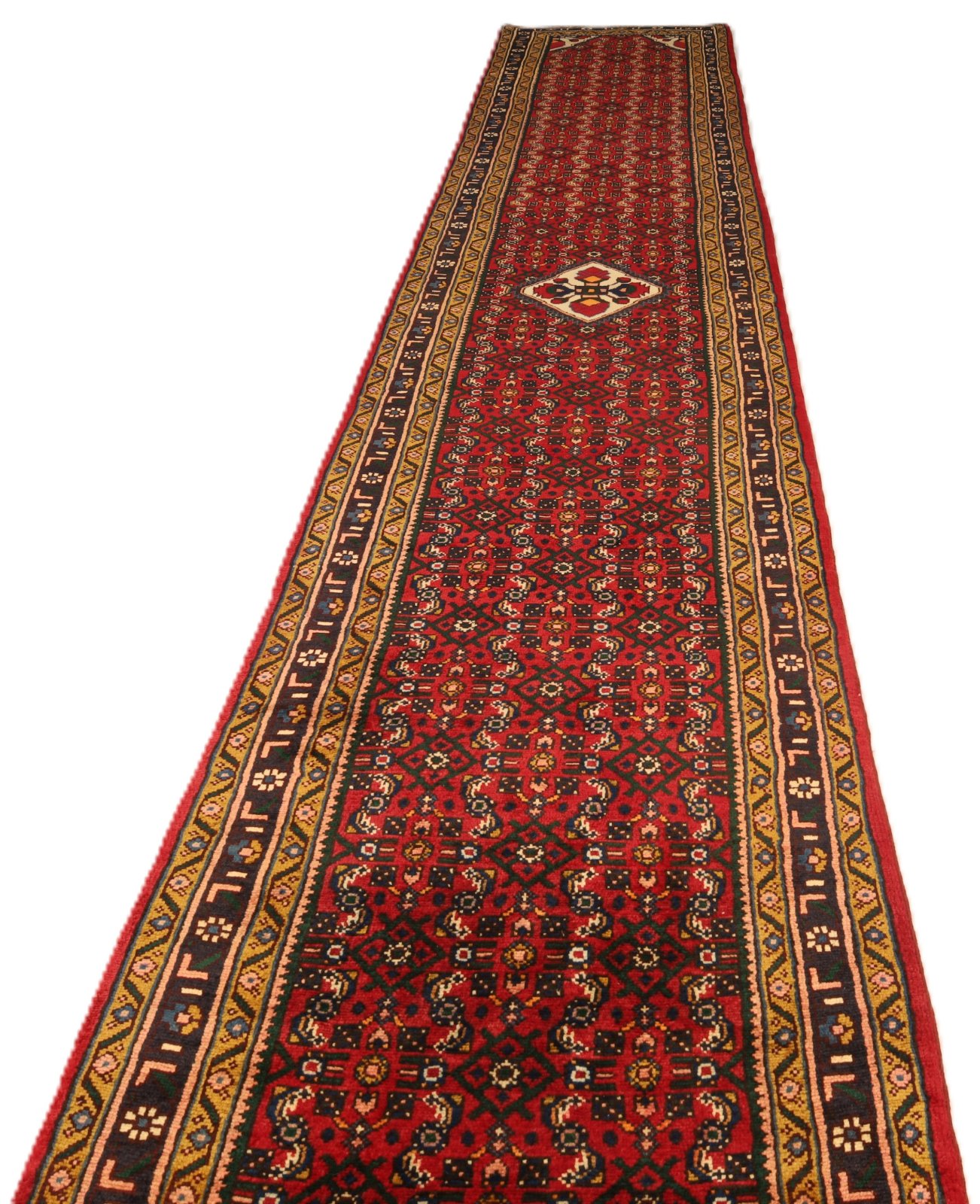 Handgeknüpfter Hamadan Perserteppich, 530 × 90 cm, Wolle