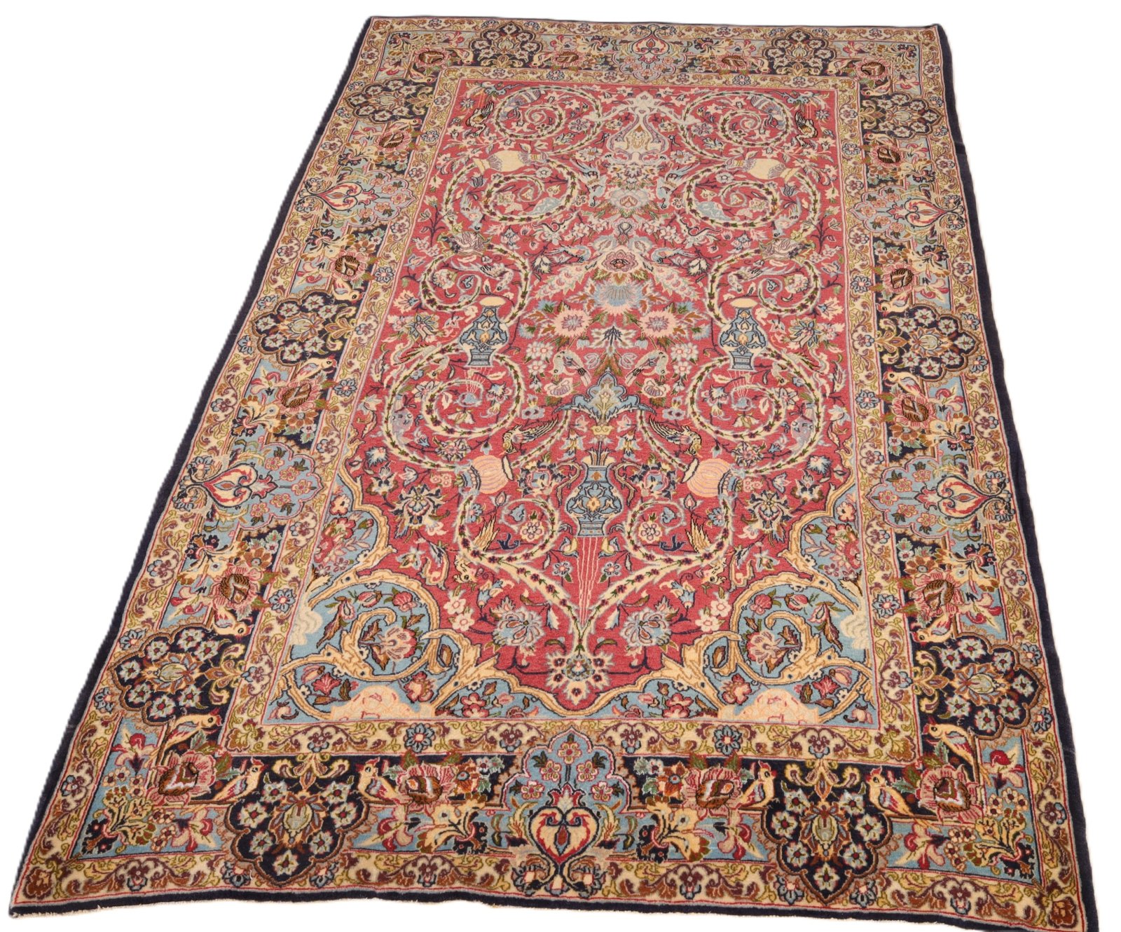 Handgeknüpfter Isfahan Perserteppich, 175 × 102 cm, Wolle & Seide