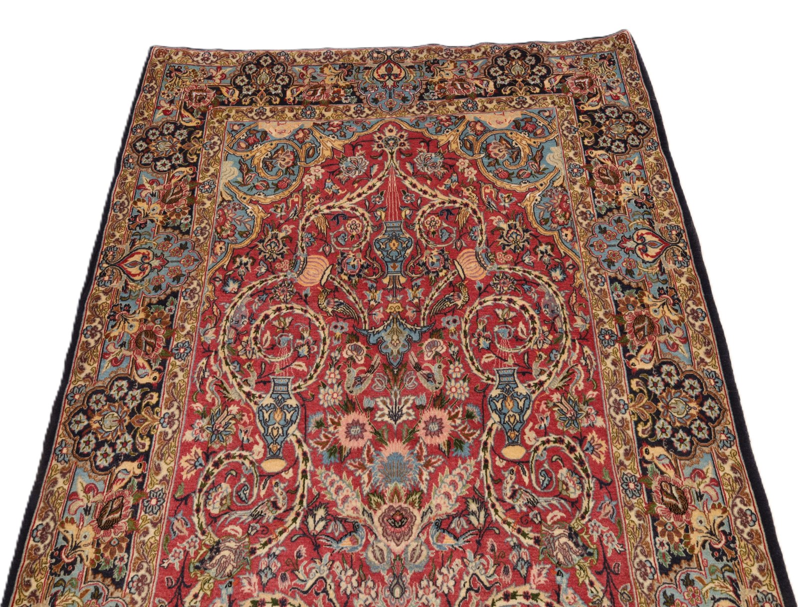Handgeknüpfter Isfahan Perserteppich, 175 × 102 cm, Wolle & Seide