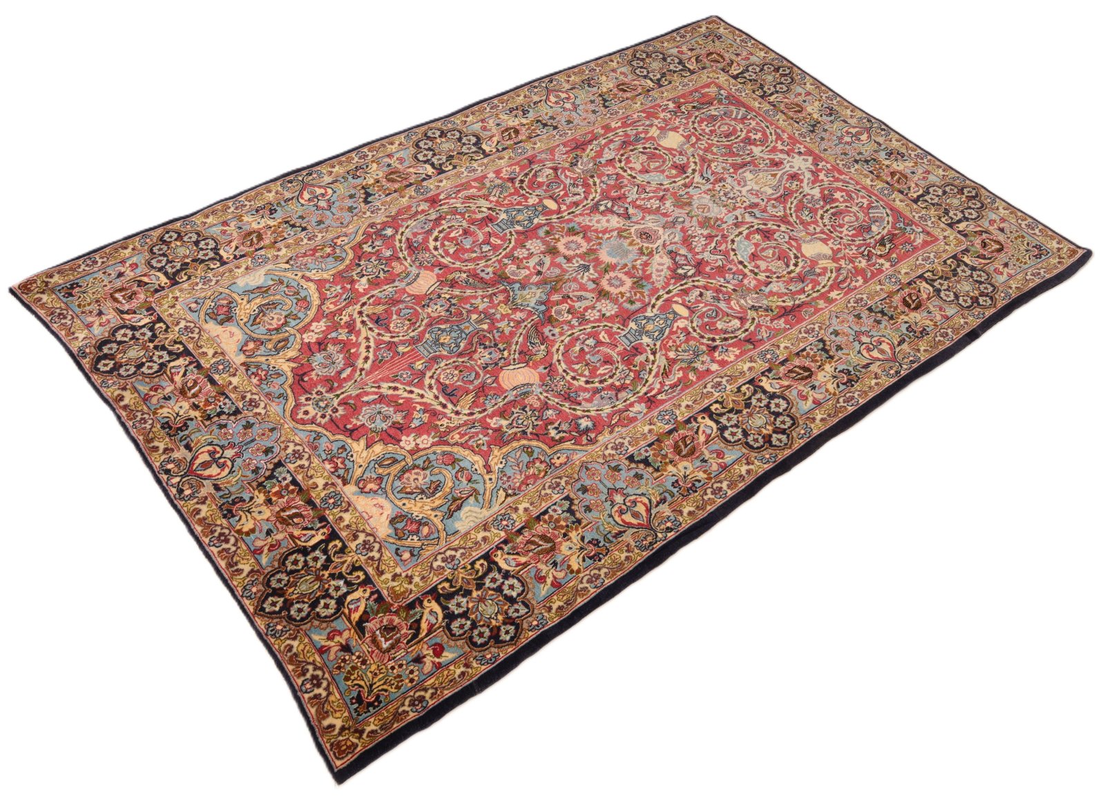 Handgeknüpfter Isfahan Perserteppich, 175 × 102 cm, Wolle & Seide