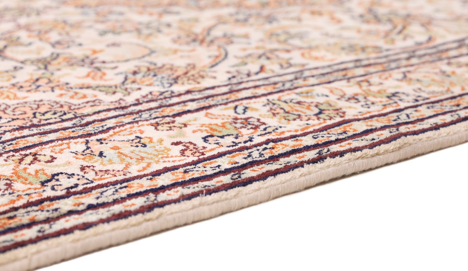 orientteppich-indien-129-x-81-cm-seide-handgeknuepft-rot-orange-6 Handgeknüpfter Kashmir Orientteppich, 129 × 81 cm, Seide