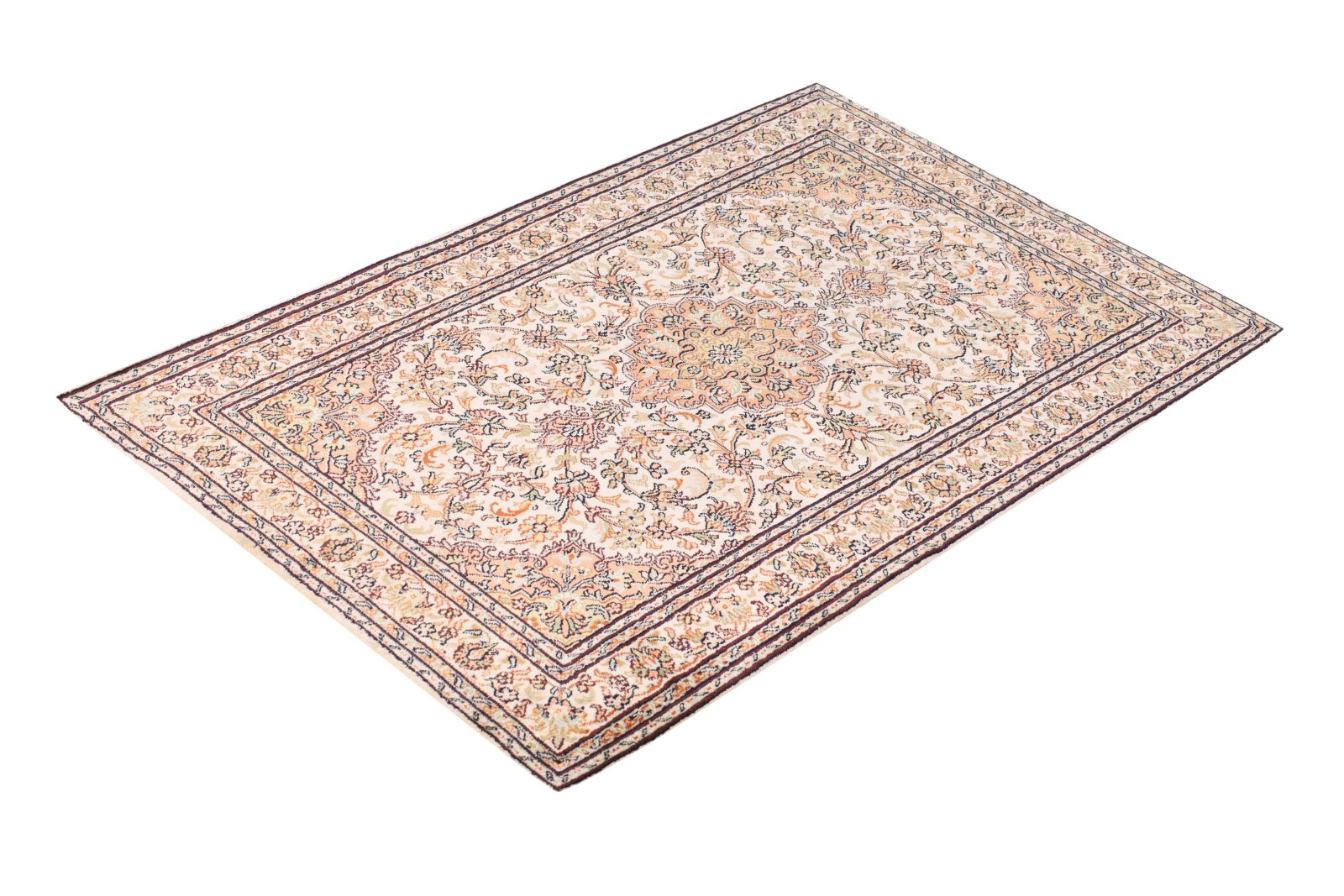 orientteppich-indien-129-x-81-cm-seide-handgeknuepft-rot-orange-7 Handgeknüpfter Kashmir Orientteppich, 129 × 81 cm, Seide