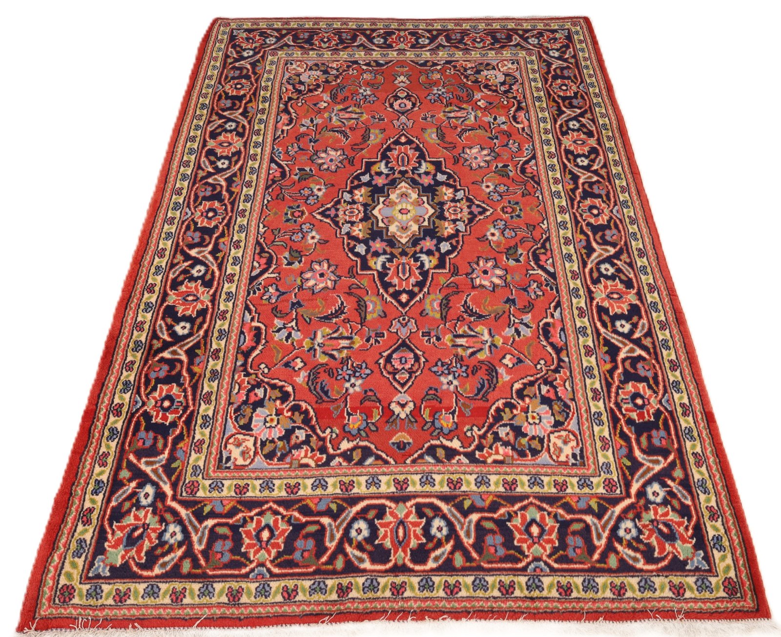 Handgeknüpfter Kashan Perserteppich, 164 × 106 cm, Wolle