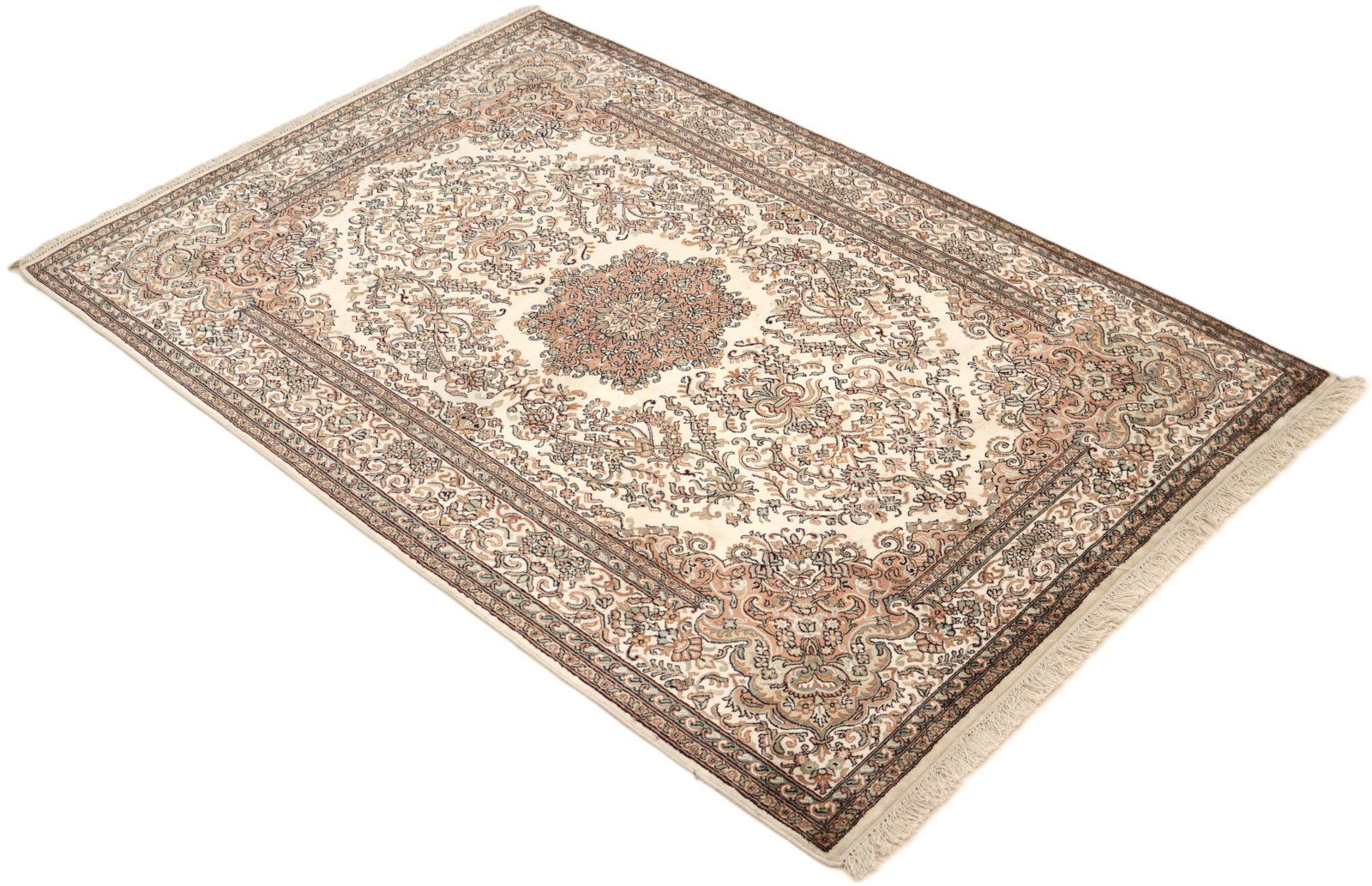 Kashmir Orientteppich 189 × 129 cm aus Seide, handgeknüpft