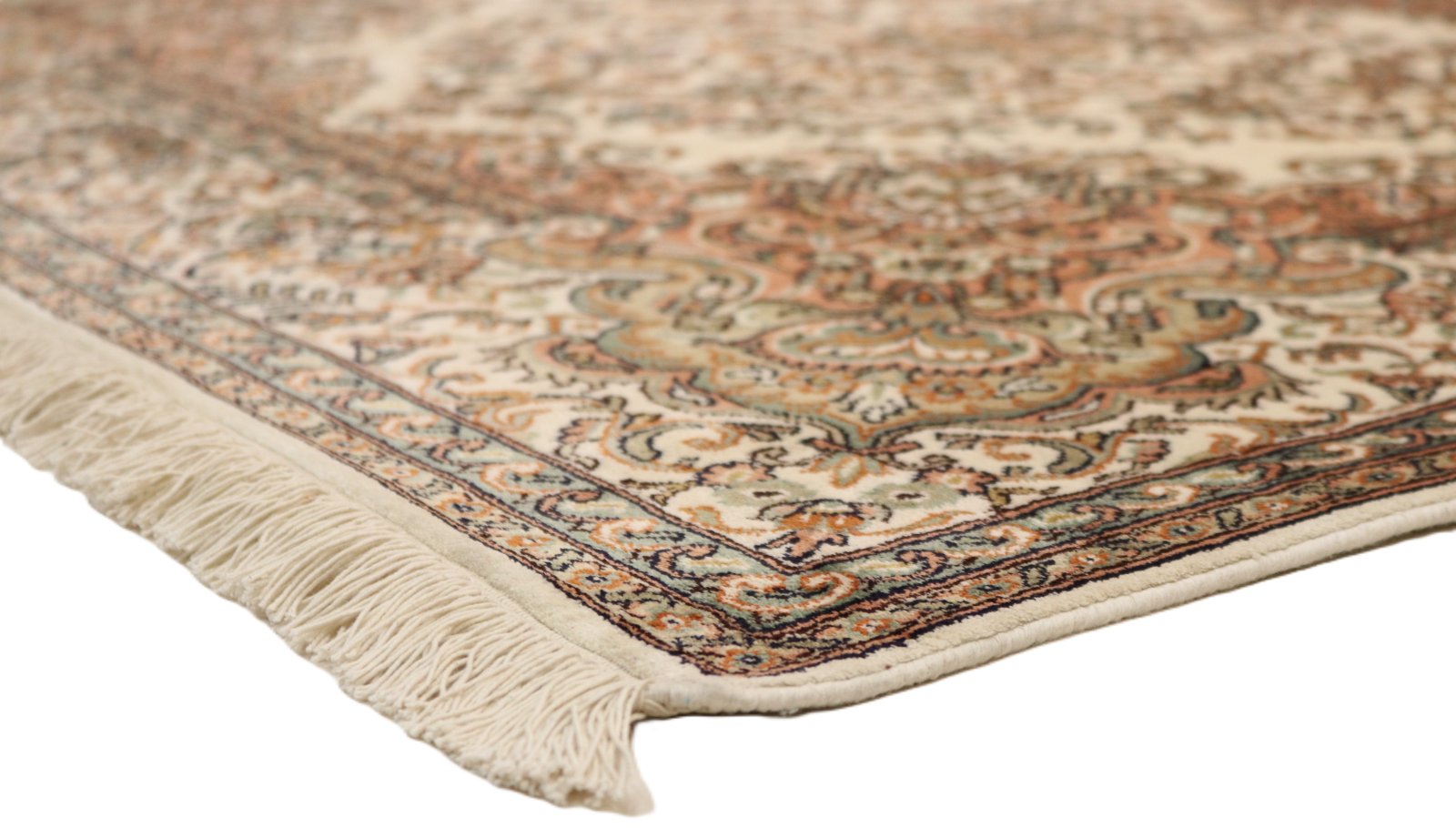 Kashmir Orientteppich 189 × 129 cm aus Seide, handgeknüpft