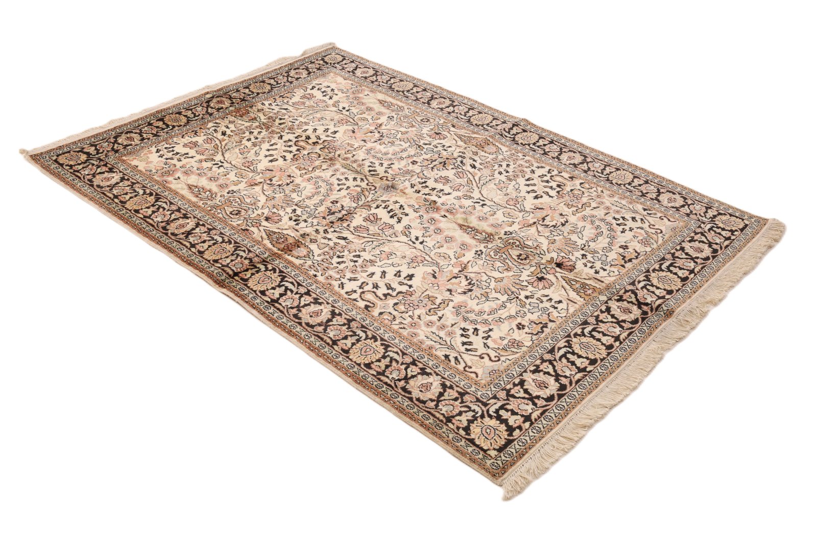 Kashmir Orientteppich 215 × 160 cm aus Seide, handgeknüpft
